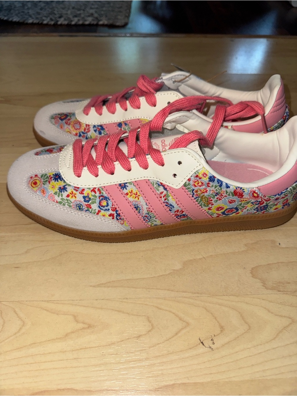 adidas Samba Women’s Pink Floral Gazelle-Style Sneakers - Picture 6 of 10